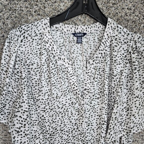 Chaps Top Womens Plus 1X White Sheer Crinkle Blouse V-Neck Flutter Sleeve Ladies - Picture 3 of 7